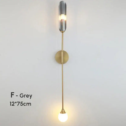 Modern gold double-head wall lights for living room clear and frosted