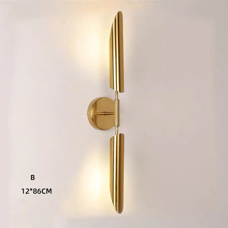 Modern gold double-head wall lights for living room clear and frosted