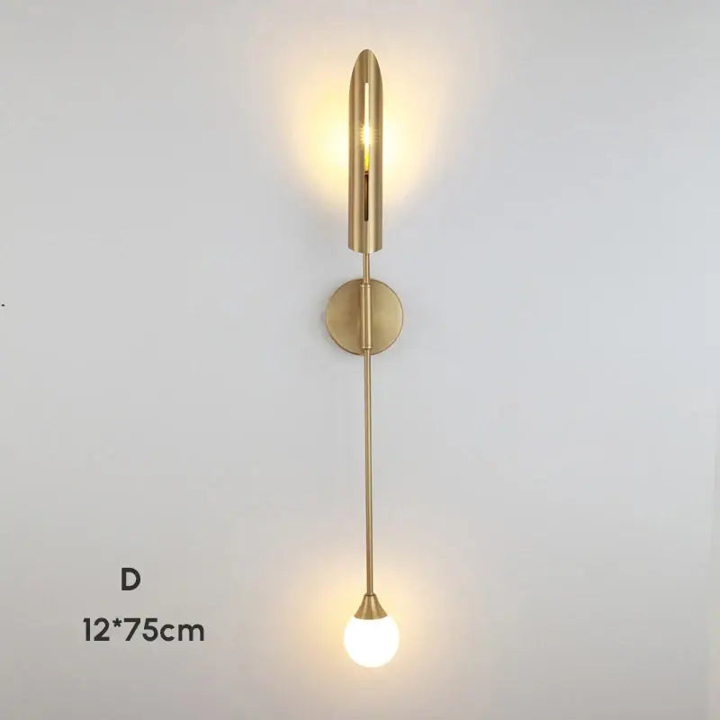 Modern gold double-head wall lights for living room clear and frosted