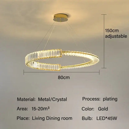 Modern gold double ring crystal chandeliers dining room