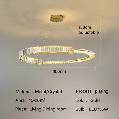 Modern gold double ring crystal chandeliers dining room