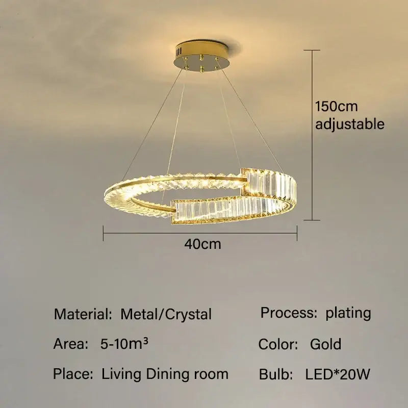 Modern gold double ring crystal chandeliers dining room