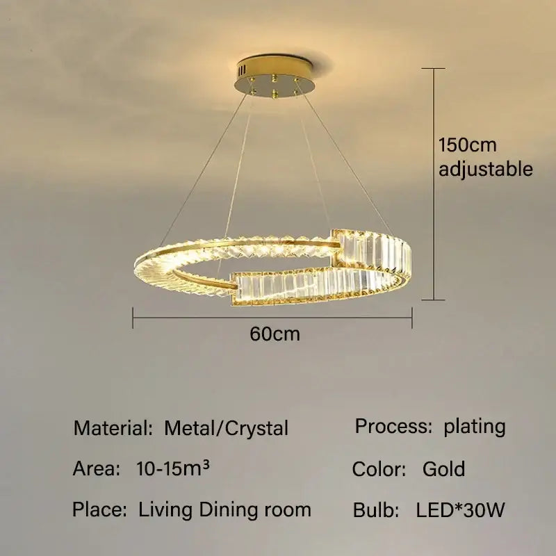 Modern gold double ring crystal chandeliers dining room