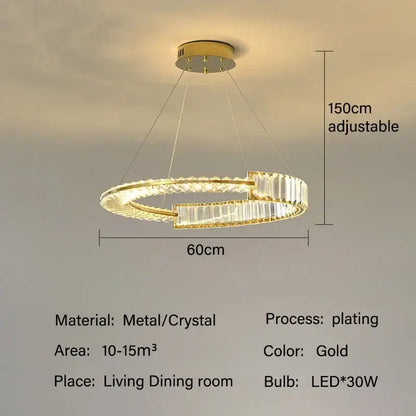 Modern gold double ring crystal chandeliers dining room