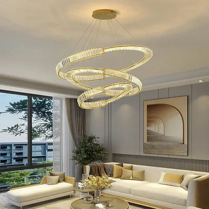 Modern gold double ring crystal chandeliers dining room