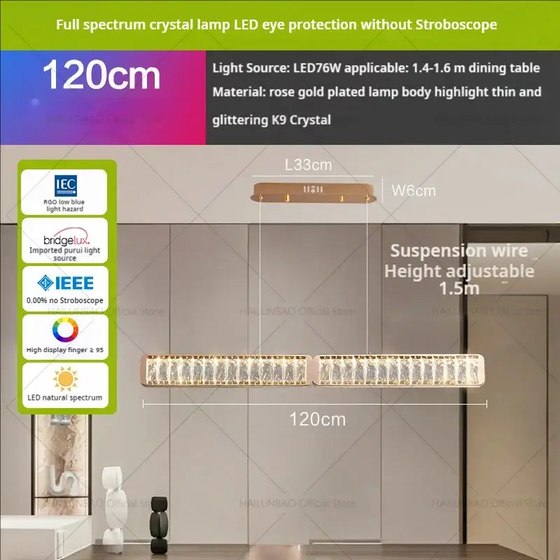 Modern gold double ring luxury crystal chandelier dining room