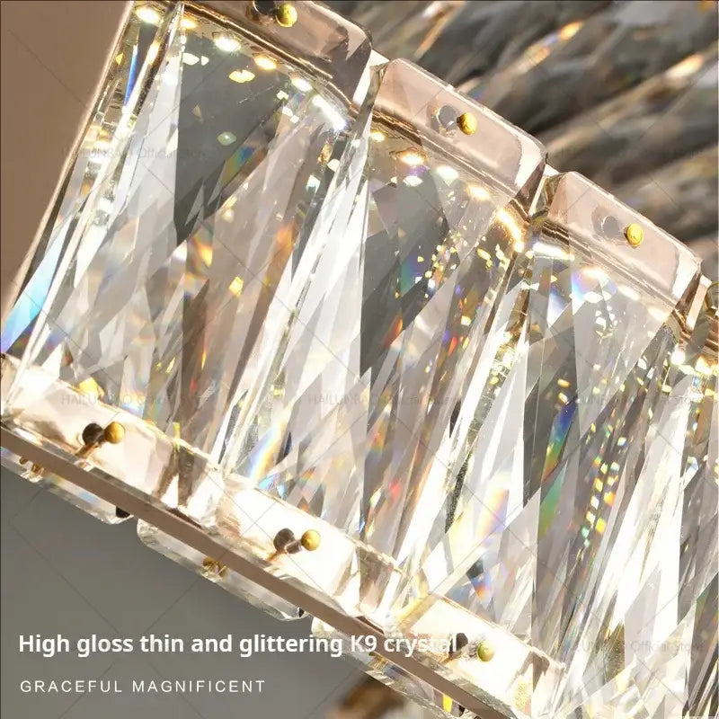Modern gold double ring luxury crystal chandelier dining room