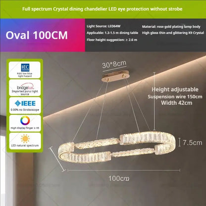 Modern gold double ring luxury crystal chandelier dining room