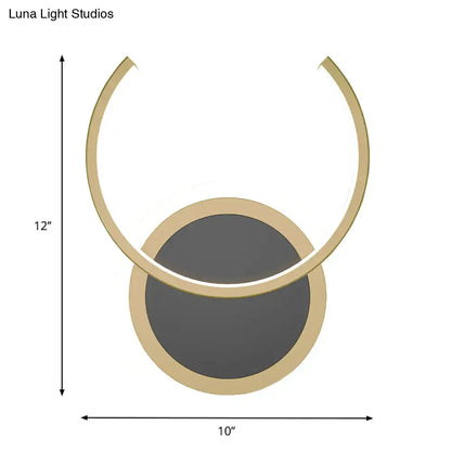 Modern gold dual ring led wall sconce bedroom light