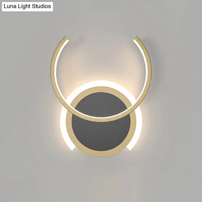 Modern gold dual ring led wall sconce bedroom light