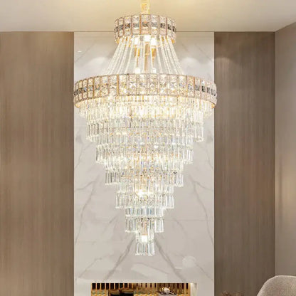 Modern gold duplex villa crystal chandelier for staircase living room