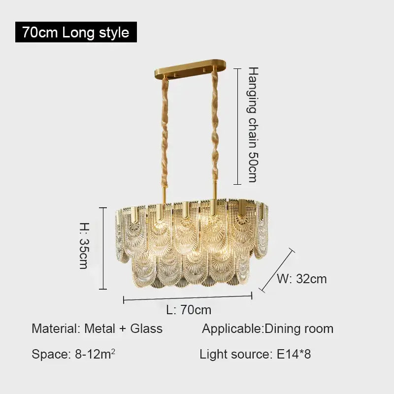 Modern gold elegant crystal chandelier living room fan glass tiers