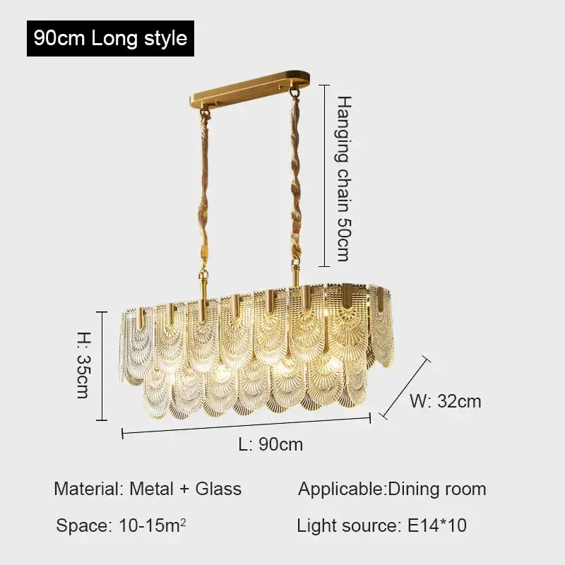 Modern gold elegant crystal chandelier living room fan glass tiers