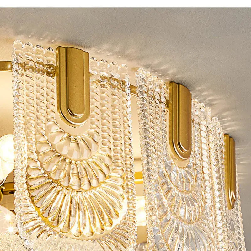 Modern gold elegant crystal chandelier living room fan glass tiers