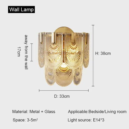 Modern gold elegant crystal chandelier living room fan glass tiers