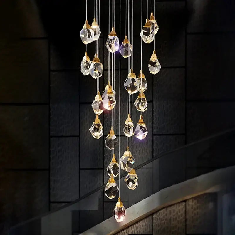 Modern gold elegant crystal chandelier living room pendant light