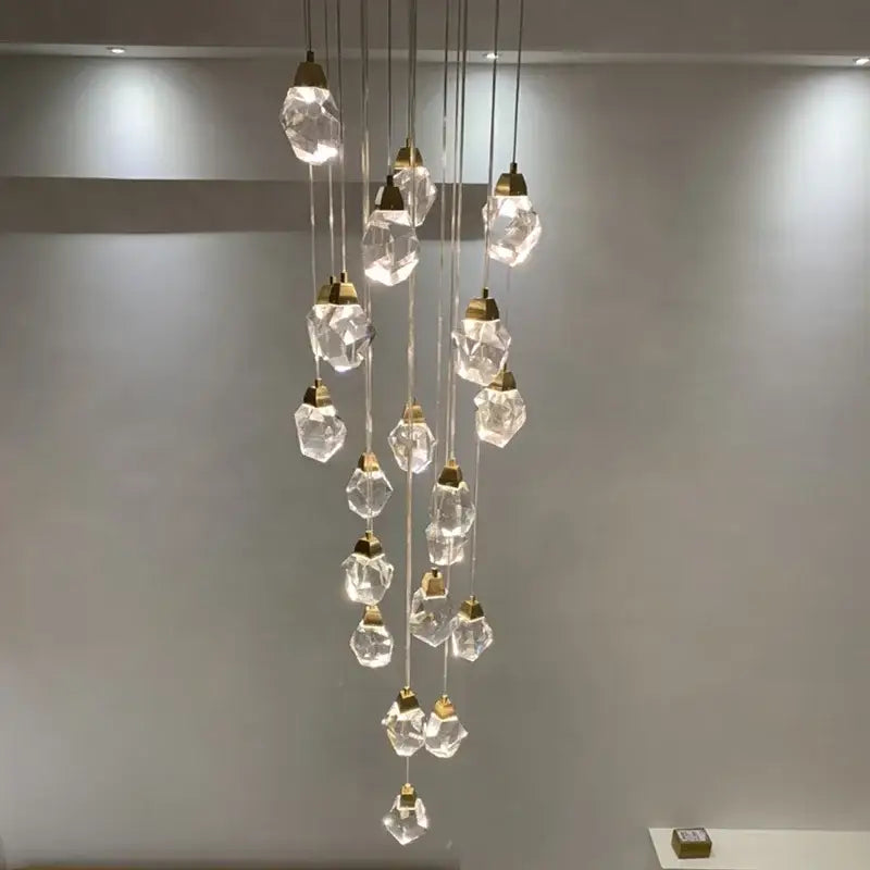 Modern gold elegant crystal chandelier living room pendant light