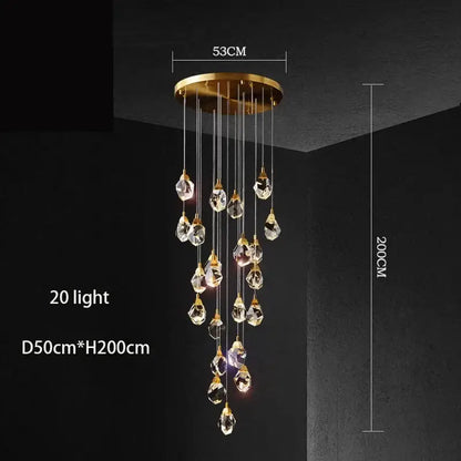Modern gold elegant crystal chandelier living room pendant light