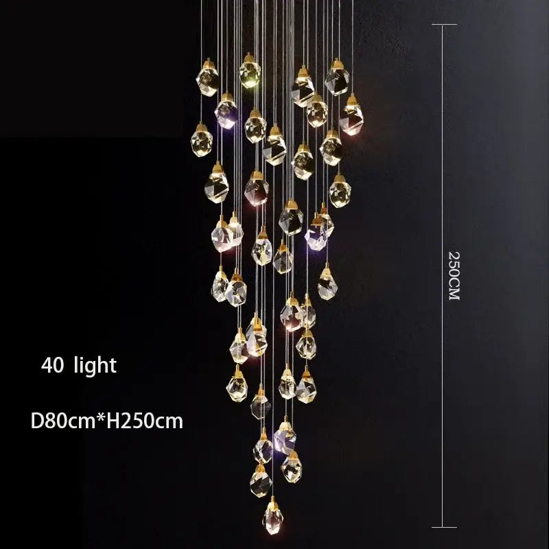 Modern gold elegant crystal chandelier living room pendant light