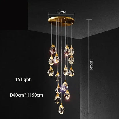 Modern gold elegant crystal chandelier living room pendant light