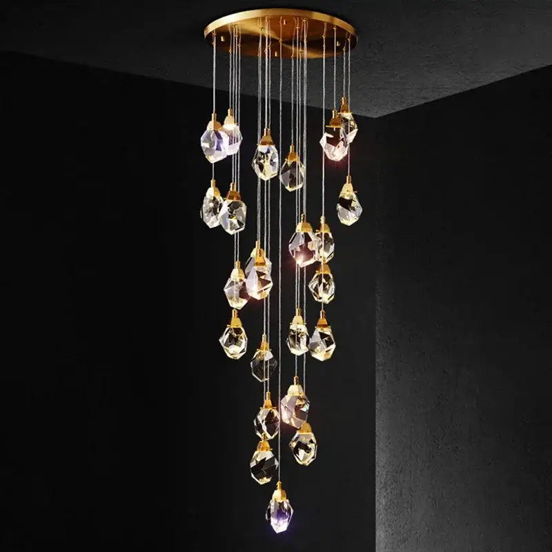 Modern gold elegant crystal chandelier living room pendant light