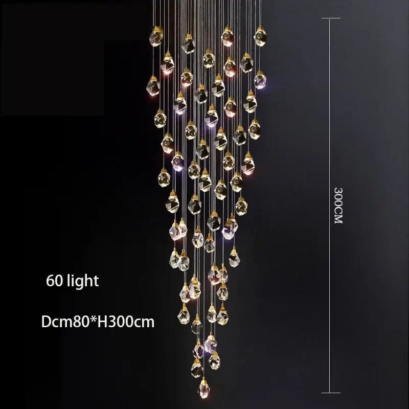 Modern gold elegant crystal chandelier living room pendant light