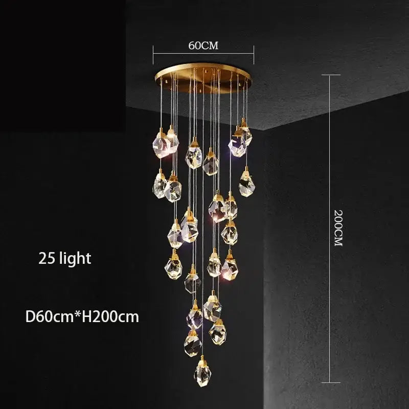 Modern gold elegant crystal chandelier living room pendant light