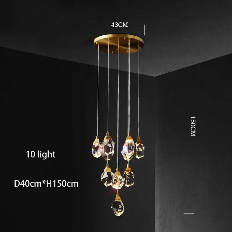 Modern gold elegant crystal chandelier living room pendant light