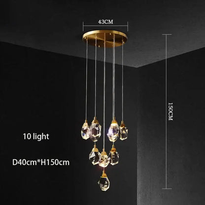 Modern gold elegant crystal chandelier living room pendant light
