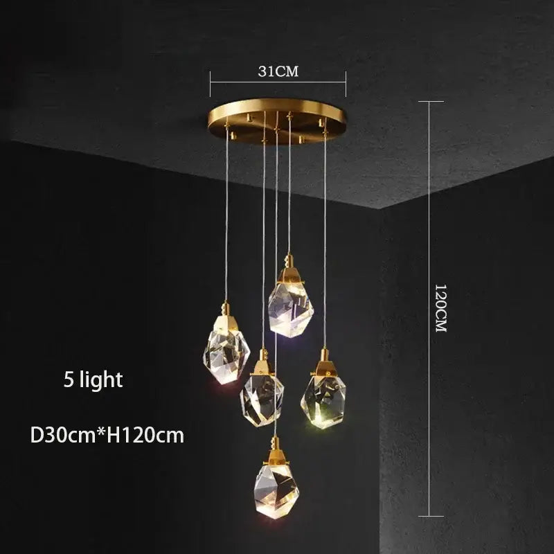 Modern gold elegant crystal chandelier living room pendant light