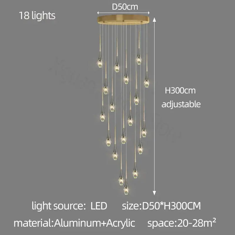Modern gold elegant crystal chandelier living room teardrop light