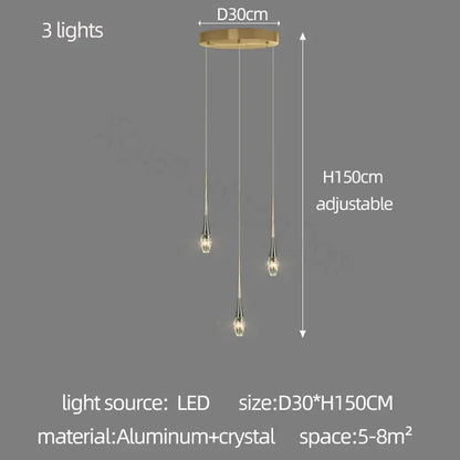 Modern gold elegant crystal chandelier living room teardrop light