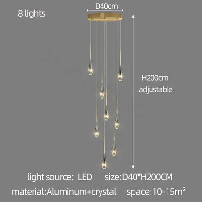 Modern gold elegant crystal chandelier living room teardrop light