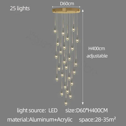 Modern gold elegant crystal chandelier living room teardrop light