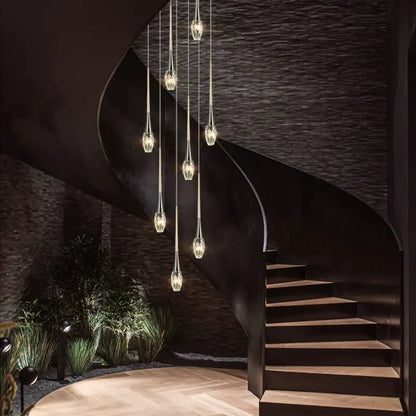 Modern gold elegant crystal chandelier living room teardrop light