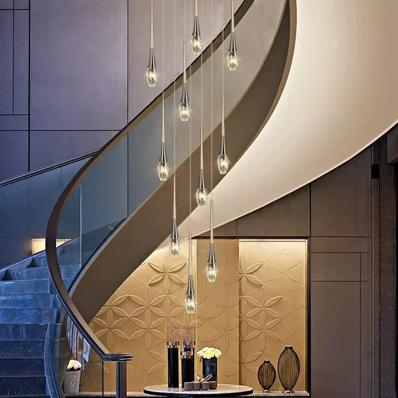 Modern gold elegant crystal chandelier living room teardrop light