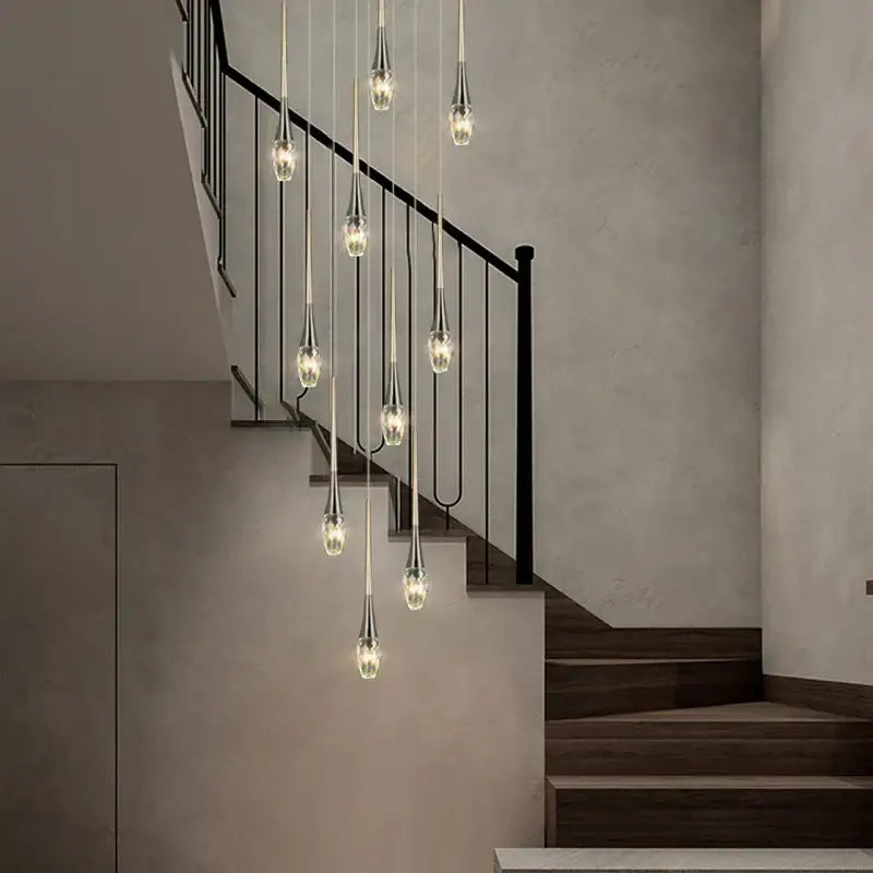 Modern gold elegant crystal chandelier living room teardrop light