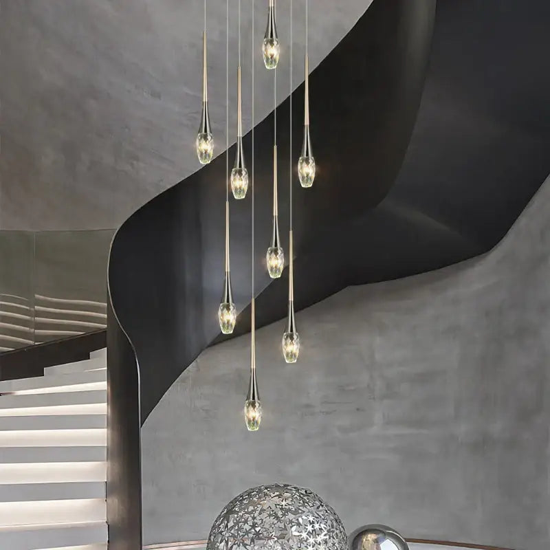 Modern gold elegant crystal chandelier living room teardrop light