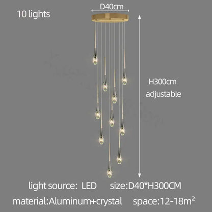 Modern gold elegant crystal chandelier living room teardrop light