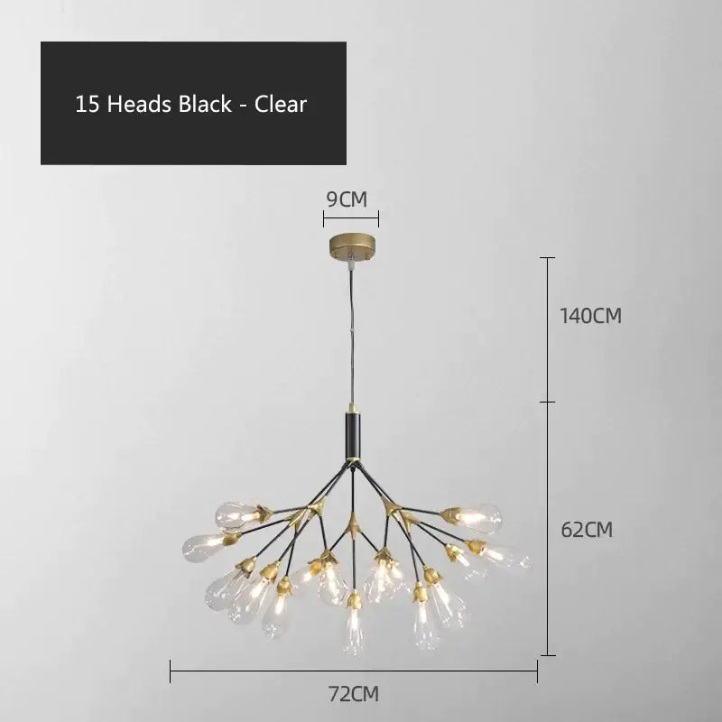 Modern gold elegant firefly chandelier dining room branching light