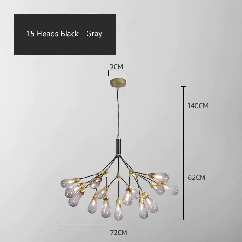 Modern gold elegant firefly chandelier dining room branching light