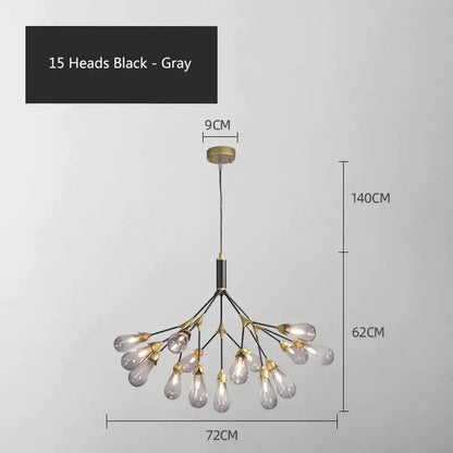 Modern gold elegant firefly chandelier dining room branching light