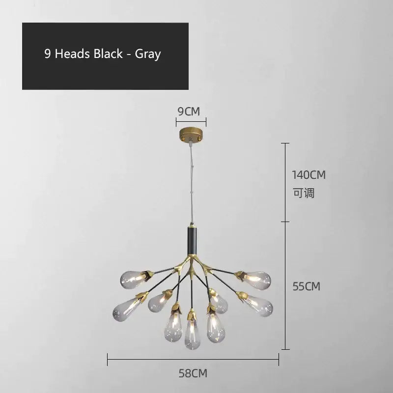 Modern gold elegant firefly chandelier dining room branching light