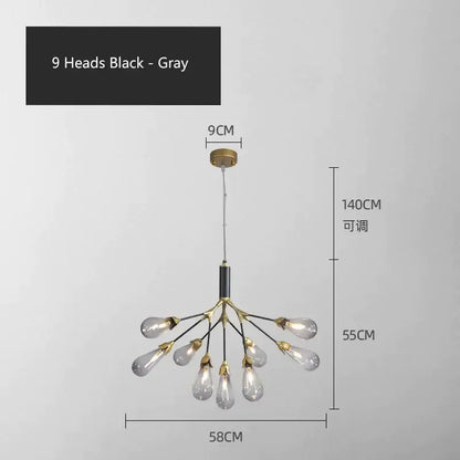 Modern gold elegant firefly chandelier dining room branching light