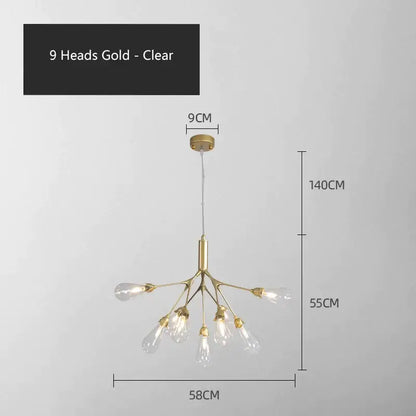 Modern gold elegant firefly chandelier dining room branching light