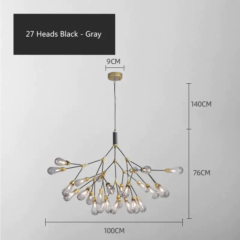 Modern gold elegant firefly chandelier dining room branching light
