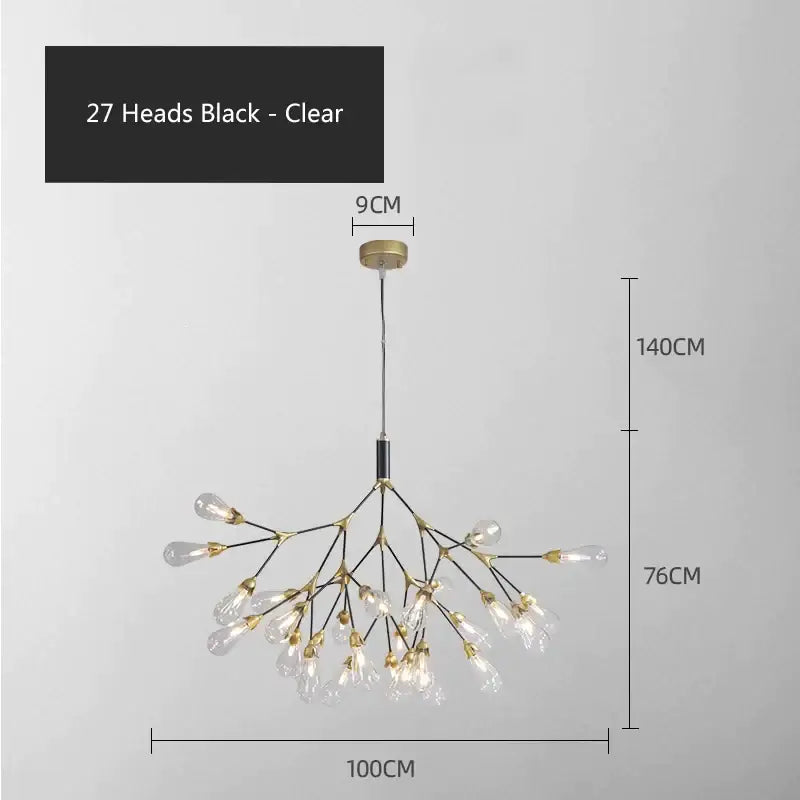 Modern gold elegant firefly chandelier dining room branching light