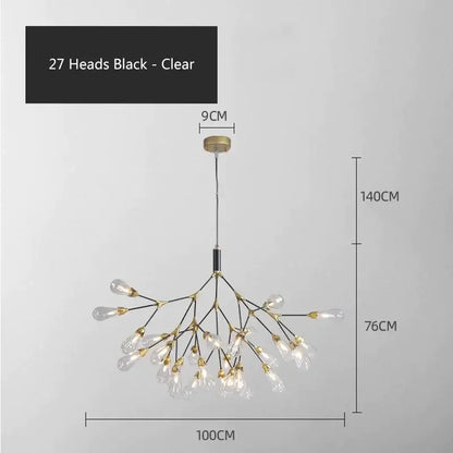 Modern gold elegant firefly chandelier dining room branching light