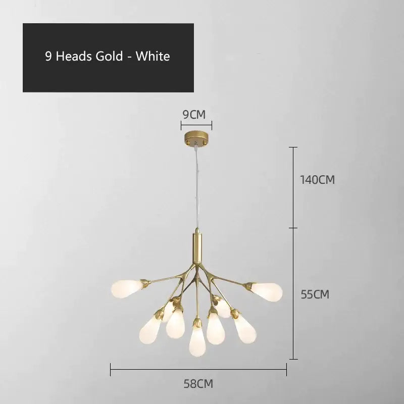Modern gold elegant firefly chandelier dining room branching light