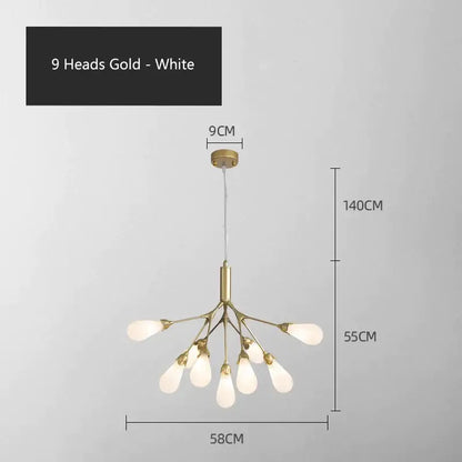 Modern gold elegant firefly chandelier dining room branching light